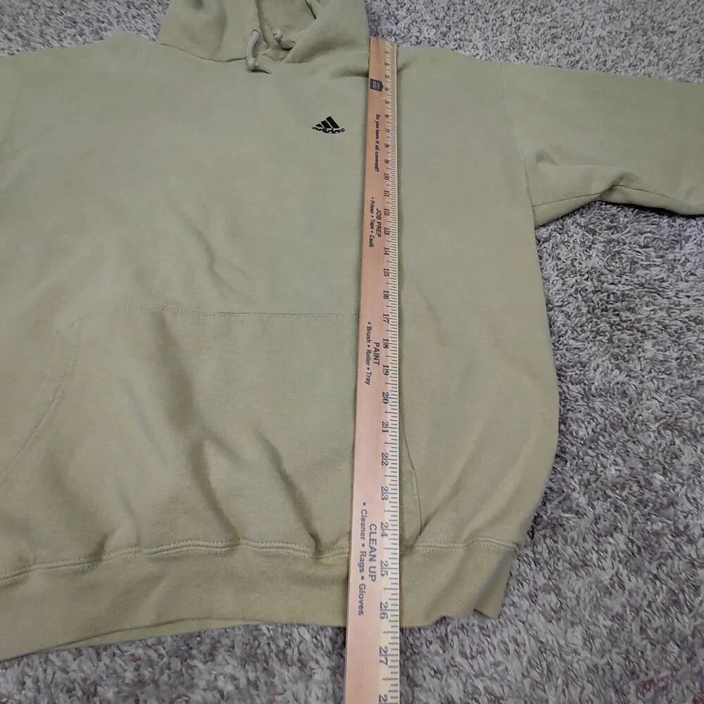 Vintage 90s Adidas Hoodie Sweatshirt Mens XL Off Green Made In USA Logo Hooded